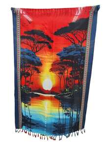 BEACH OUTFIT SARONGAS LOTS OF  PRINT Elephant Owl Lion Tiger Dolphin Flower COLORFUL PLAIN ..... - Cà phê nâu - Xem 2