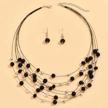 Bộ 3 bông tai hạt cườm nhiều màu thời trang nữ, vòng cổ và trang sức, quà tặng đám cưới, tiệc tùng, ngày lễ - Bộ trang sức - Xem 9