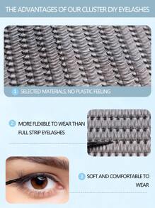 240 Cluster/12 Rows Mixed Hot Melt Soft Fiber Lashes, Natural Looking, For Daily Wear And Party Events - C - View 6