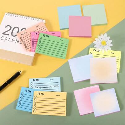 5 stuks/4 stuks stickers voor studentenplanners, set met ombre-verloopplaknotities, schattige creatieve memoblokjes voor leren, werk en dagelijks leven, benodigdheden voor terug naar school