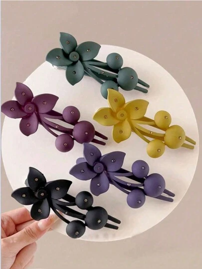 1pc Women Acrylic Rhinestone Flower Hair Claw Clip, Elegant & Sweet Sophisticated Hair Accessory, Alligator Hair Clip, Versatile For Daily Wear (Real Item Delivered Without Card Packaging, Card For Photoshoot Only, Slight Scratches And Glue Are Normal Phenomena, Won't Affect Usage) Hair Clips Claw Clips Hair Barrettes, Hairpin