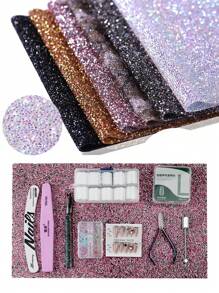1 Pc Diamond Sequin Nail Art Table Mat Salon Practice Cushion Foldable Shining Hand Rests Scrub Hand Rest Manicure Tools Wrist Rest Tablecloth - Multicolor - View 2