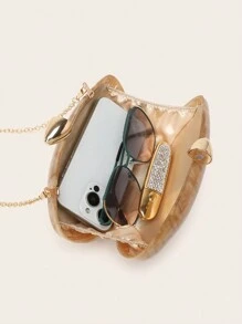 Women Evening Clutch Party Bridal Purse Personalized Marbling Stone Acrylic Clutch Women's Handheld Evening Metal Chain Bag Handbag Crossbody Purse Wedding Party Bag For Women And Girls