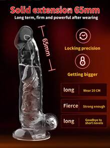 Un juguete sexual masculino transparente tipo funda de pene, un producto sexual y SM, una cubierta de pene transparente con partículas suaves, una funda de gallo de silicona con una vaina extendida, un anillo de pene con un dilatador esférico, reutilizable, funda de pene realista, juguete sexual para adultos, para pareja, estimulando la vagina femenina para mejorar el placer sexual, una funda de pene de 6 cm de largo para hombres, un juguete sexual para parejas