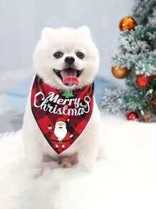 Khăn choàng hình tam giác Giáng sinh cho thú cưng, khăn yếm/khăn tay in chữ hình ông già Noel và dành cho chó nhỏ, vừa và lớn - Nhiều màu - Xem 3