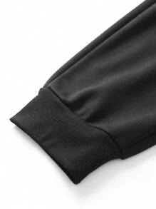 2pcs Men's Letter Print Sweatshirt And Drawstring Waist Pants Set, Autumn - Black - View 6