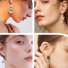 Kit de 60/120 piezas de pendientes de botón con perlas, que incluye postes de pendientes de bola, cierres de mariposa y anillos abiertos para hacer joyas DIY