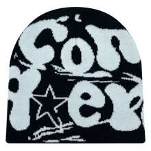 1 Miếng Không giới tính Nhiều màu Y2K Phong cách Dệt kim Mũ Beanies Mũ lưỡi trai Với Dệt hoa Trang trí chữ cái , Thích hợp Đối với Mặc hàng ngày , Mùa Đông , Trang phục trên phố , Ngoài trời Thể thao - Đen và trắng - Xem 4