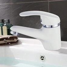 eusmeyusnt eusmeyusn Badezimmerarmatur, Einhebelmischer mit 3/8 "Warm- und Kaltwasserschlauch", für Badezimmer, Küchen, Waschbecken (weiß)