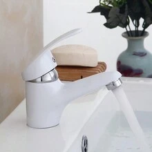 eusmeyusnt eusmeyusn Badezimmerarmatur, Einhebelmischer mit 3/8 "Warm- und Kaltwasserschlauch", für Badezimmer, Küchen, Waschbecken (weiß)