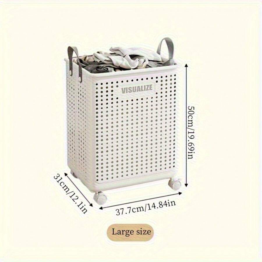 Large Collapsible Laundry Basket Ceramic White, Stackable And