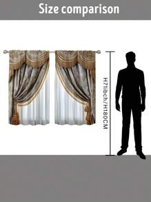 2pcs Multi-Color Digital Printed Curtain For Kitchen, Modern Polyester Brushed Fabric Home Decor Hanging Kitchen Curtains, Suitable For Daily Use All Season