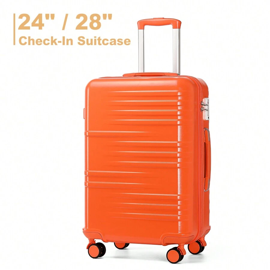 British Traveller Maleta de trolley de viaje de 24/28 pulgadas, maleta rígida de ABS+PC con 4 ruedas giratorias, ligera, para facturar, con cerradura TSA y cremallera YKK, ideal para viajes de negocios, escuela y uso diario, adecuada para hombres y mujeres, maleta de viaje duradera