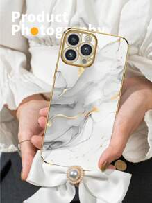 1 件 6D 电镀白色大理石纹理手机保护壳，适用于 Apple///OPPO/POCO 手机 - 彩色 - 查看 3