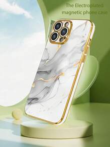 1 件 6D 电镀白色大理石纹理手机保护壳，适用于 Apple///OPPO/POCO 手机 - 彩色 - 查看 4