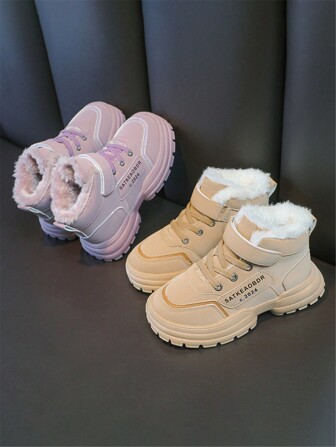 2-4y Kids Thermal Lined High-Top Boots Waterproof Warm Winter Snow Boots For Boys And Girls