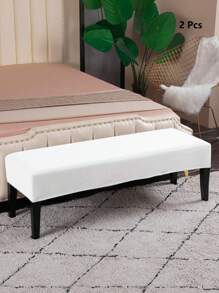 Silver Fox Fur Bench Cover,Rectangular Stretch Square Ottoman Covers Slipcover Rectangle Washable Foot Stool Cover Thick Storage Protector With Elastic Bottom,Stretch Dining Room Bench Slipcovers