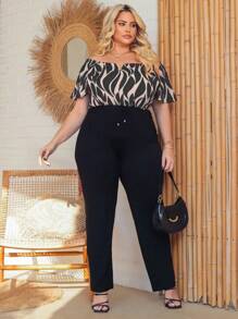 Women's Plus Size  Blouse - Impresión de onda negra - Ver 4