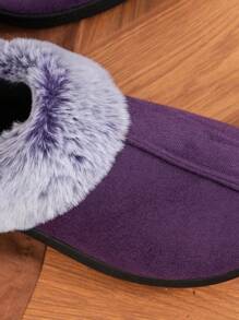 Women's Warm Slip-On Slippers Indoor & Outdoor Fuzzy Thermal Lined Anti-Slip House Shoes - Purple - View 6