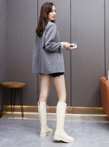 Botas altas de mujer color marrón, nuevo estilo primavera 2025, botas de montar altas delgadas sin sobre la rodilla, de ajuste ceñido, talla grande 43