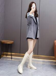 Botas altas de mujer color marrón, nuevo estilo primavera 2025, botas de montar altas delgadas sin sobre la rodilla, de ajuste ceñido, talla grande 43