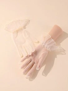 1 paire de gants élégants pleine main couleur champagne, convenant pour les fêtes, l'opéra, les mariages et la Saint Valentin des femmes