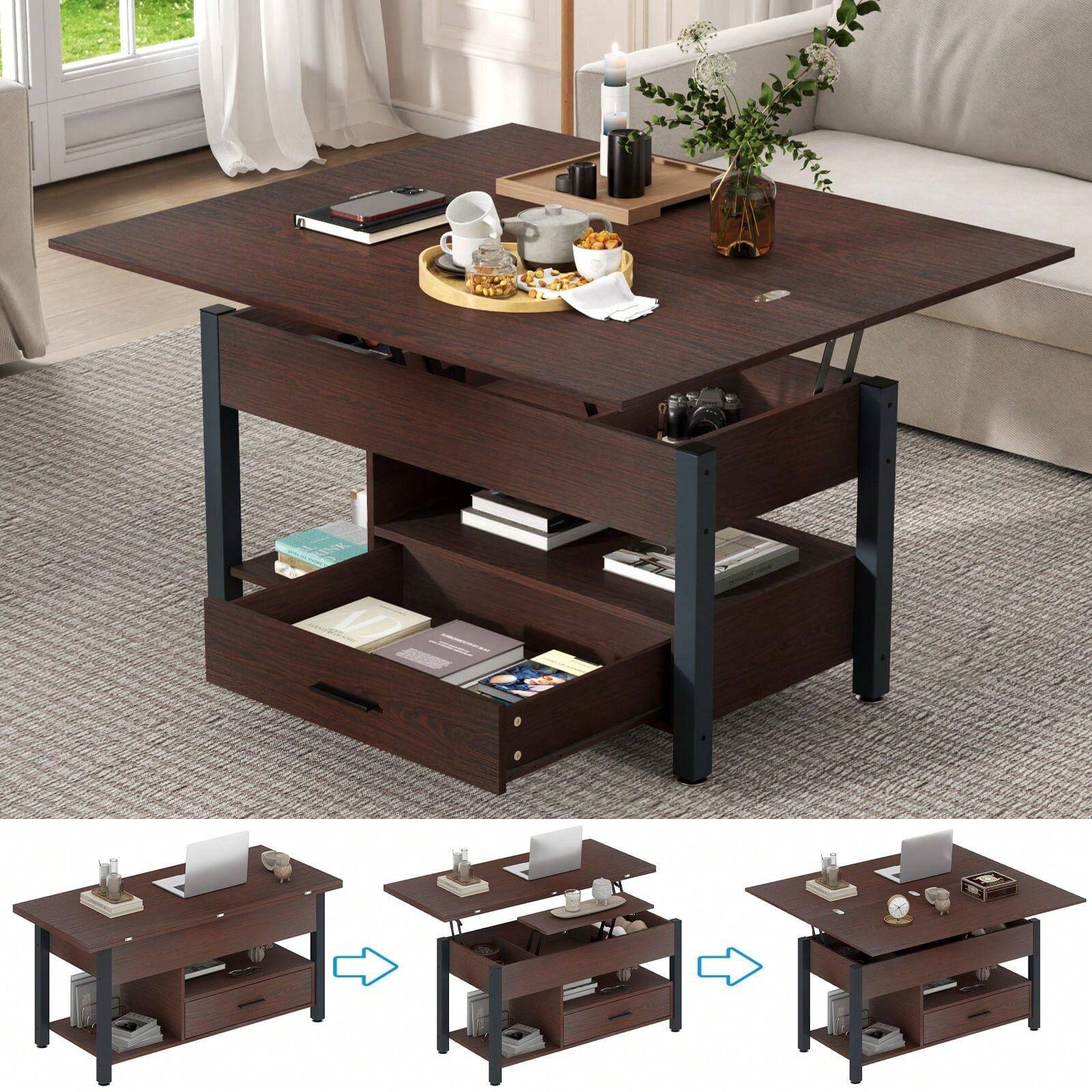 Lift Top Coffee Table Converts To Dining Table Or Computer Desk, Multi ...