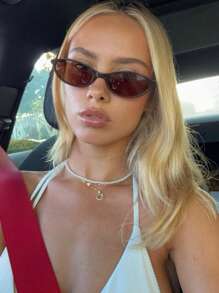 1pc New Vintage Oval Small Frame Fashion Eyeglasses For Women, Stylish High-End Casual Street Photography Classic Glasses Beach Accessories For Women Glasses Shades Beach Accessories For Women Glasses Shades For Summer Beach Vacation,Outdoor,Travel Casual Style Oval Frame For Going Out Outfit,Back To School