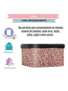 Conjunto Com 3 Potes Herméticos Cozinha 2,5 Litros  Kit Com 3 potes Hermeticos 2500ml Porta Mantimentos para grãos arroz ração Resistente