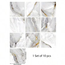10 pièces/set Autocollant de sol imperméable de style marbre moderne en PVC à décoller et coller. Décalcomanies de sol pour la décoration de la maison, autocollants, décoration murale, décalcomanies vinyle pour la décoration de la maison, articles de décoration de printemps pour rafraîchir votre maison, autocollants de décoration Rama, cadeaux pour anniversaire et remise de diplôme