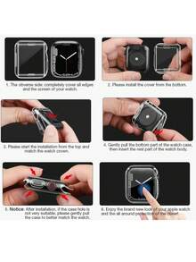 2 件装透明边框保护壳，兼容 Series 10/9/SE/8/7/6/5/4（40mm/41mm/44mm/45mm/42mm/46mm）。全包式透明保护壳，TPU 高清超薄外壳，高灵敏度软质高清屏幕保护膜，全方位防摔。 - 無色 - 查看 10