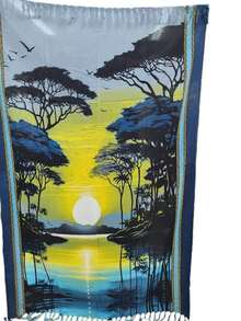 TRICOZHU BEACH COVER-UP CANGAS LOTS OF  PRINT Elephant Owl Lion Tiger Dolphin Flower COLORFUL PLAIN ..... - Màu be - Xem 2