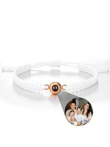 1 Stück personalisierte Foto-Projektions-Armband, rundes Projektions-Foto-Armband, buntes geflochtenes Projektions-Armband, geschlechtsneutrales Design, geeignet für Männer, Frauen, Paar, Familie, Freunde und Haustiere. Weihnachten, Halloween, Muttertag, Vatertag, Valentinstag und Geburtstagsgeschenk