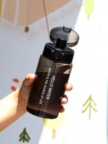 1pc 550ml/780ml Round Cap Cup, Simple Transparent Sports Cup, Portable Outdoor Sports Water Bottle With Carrying Rope, Travel Accessories, Gifts (Black) - Black - View 6