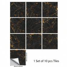 10 pièces/set Autocollant de sol imperméable de style marbre moderne en PVC à décoller et coller. Décalcomanies de sol pour la décoration de la maison, autocollants, décoration murale, décalcomanies vinyle pour la décoration de la maison, articles de décoration de printemps pour rafraîchir votre maison, autocollants de décoration Rama, cadeaux pour anniversaire et remise de diplôme