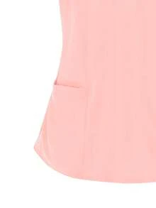 EKG Plaid Print V-Neck T-Shirt, Nurse Scrub Uniform Top In Pink - Pink - View 3