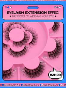 GROINNEYA 11 Pairs Manga Lashes Faux Mink Eyelashes Cat Eye Lashes Anime False Eyelashes Natural Look Fluffy Wispy Eyelash Extension Makeup Tools - màu đen - Xem 4