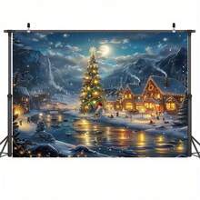 1 cái, Biểu ngữ nền tuyết cây thông Noel - Làm bằng chất liệu Polyester bền, Không cần nguồn điện, Đa năng cho các lễ kỷ niệm chung, Đám cưới, Trang trí tiệc, Chụp ảnh và quay video, Trang trí nhà cửa, Halloween, Trang trí Halloween - Nhiều màu - Xem 4