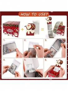 1 个圣诞快乐钱礼盒 - 圣诞纸钞惊喜盒 - 纸质现金礼盒，带有季节性装饰，适合朋友和家人、节日派对和新年礼物，无需电池，适合朋友、女朋友、妻子、姐妹的有趣惊喜现金收纳盒 | 完美的节日派对装饰 - 给所爱之人的有趣现金礼物 - 彩色 - 查看 4