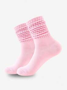 1 par de calcetines largos y esponjosos para mujer, calcetines hasta el muslo, calcetines de tripulación, calcetines de unicolor para la pantorrilla, calcetines holgados, sencillos y adecuados para todas las estaciones, perfectos para el uso diario, cálidos