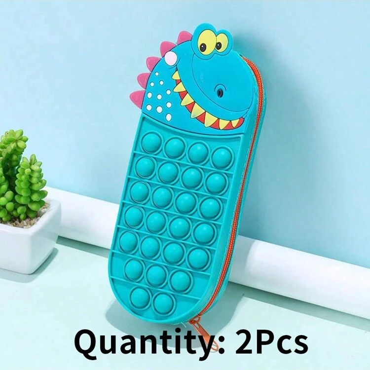 Bolsa de lápices de silicona con dibujos animados de gran capacidad, caja de papelería multifunción (color de cremallera aleatorio), regalo de Navidad, recompensas escolares, regreso a la escuela - Multicolor - Añade 22