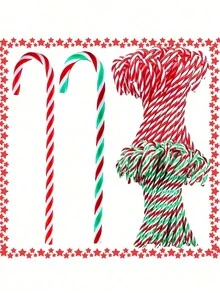 6 cái/12 cái Mặt dây chuyền kẹo que Giáng sinh, Đồ trang trí cây thông Noel, Đồ trang trí đối đầu, Quà tặng tiệc ngày lễ, Đồ trang trí kẹo que màu xanh lá cây và đỏ, Giáng sinh - Nhiều màu - Xem 2