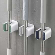 1pc ABS Mop Organizer Holder, Strong Sticky Multifunctional Mop And Broom Storage Hooks - Wall Mounted Punch-Free Adhesive Holder With Easy Installation, Household Cleaning Tool Rack Organizer, Bathroom Kitchen Garden Toilet Multifunctional Tool Storage Clip, Cleaning Accessories, Household Gadgets,Bag,Organizer,Storage,Kitchen