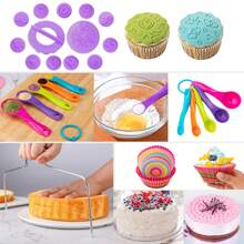 Cake Decorating Kit For Beginners Includes Video Course, EBook+ Baking Supplies - Cake Turntable, Pastry Piping Bag, Piping Icing Tips For Beginners - 紫色 - 查看 7