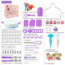 Cake Decorating Kit For Beginners Includes Video Course, EBook+ Baking Supplies - Cake Turntable, Pastry Piping Bag, Piping Icing Tips For Beginners - 紫色 - 查看 3
