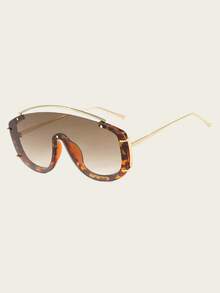 1 chiếc Kính thời trang ngoài trời kiểu dáng Châu Âu & Mỹ khung lớn bằng kim loại sang trọng Phụ kiện đi biển cho phụ nữ Kính râm Phụ kiện đi biển cho phụ nữ Kính râm - Nhiều màu - Xem 5