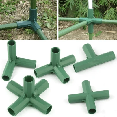耐用的塑料角连接器，用于建造植物桩、笼子和支架 - 3/4/5 路管道接头，用于花园遮阳篷、温室和框架管道接头 - 包括框架支架零件