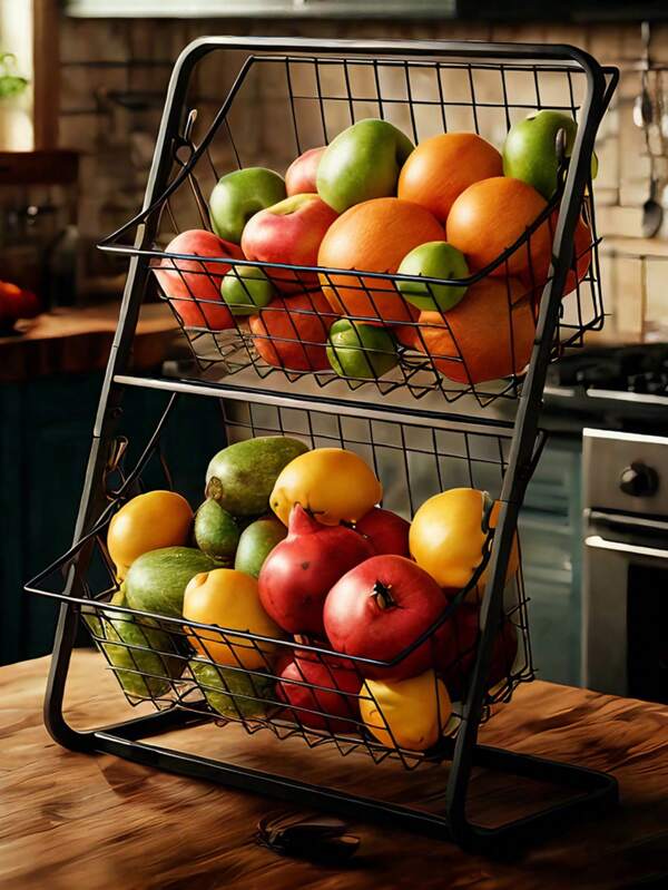 1 peça 2/3 camadas Cesta de frutas de bancada Tigela de frutas Cesta de pão Suporte de vegetais para armazenamento de cozinha, Cesta de armazenamento de bancada para banheiro, Suporte de tigela de cesta Cesta de arame de metal removível com alça de madeira para banheiro Rack de armazenamento, Cozinha, Festa de praia de verão, Comida, Camping, Organizador, Decoração de quarto, Itens de cozinha." ﻿, Cozinha, Acessórios de cozinha, Utensílios de cozinha, Organizador de cozinha, Organizador de maquiagem, Itens de casamento, Decorações de flores, Coisas para casa, Mesa, Decorações para casa, Organização e armazenamento para casa, Decoração de quarto, Decoração de quarto Quarto