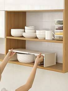 1個可調節廚房收納架檯面櫥櫃分隔器,適用於調味料、鍋子、碗、盤等 - 白色 - 查看 4