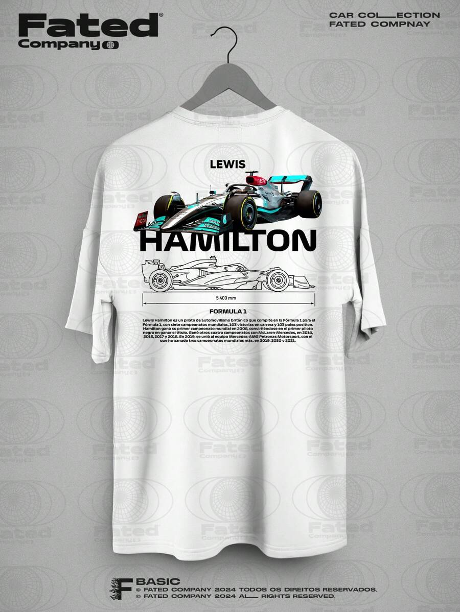 Blueprint T-Shirt - Fated Car 100% Cotton - 白色 - 查看 1